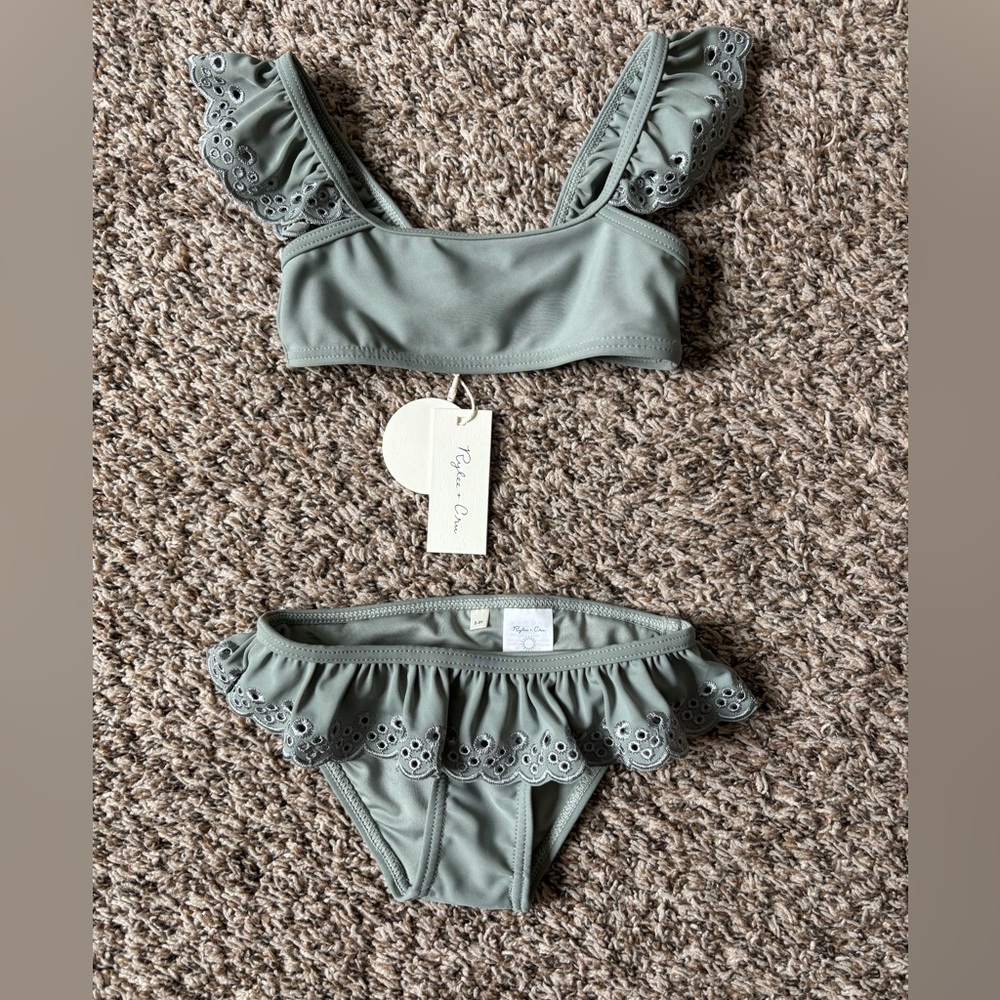 NWT Rylee + Cru Eucalyptus Ruffle Bikini